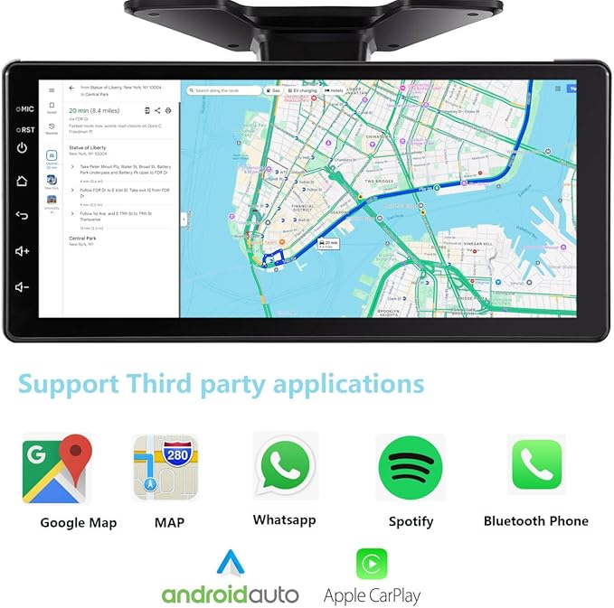 GPS Navigation 6 Split Touchable Screen Car Stereo with Carplay 128GB Large 1080P Image 10.36 Inch Monitor Backup Camera Built-in DVR for RV Truck Trailer Rear Side Front View Wired System RGPS6
