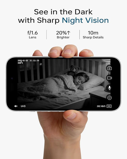 FOSCAM 4K Indoor Camera, Full Space Sense WiFi Camera with 360° Radar Auto-Tracking Baby Monitor & Pet Camera - No-Blind-Spot View, One Touch Call, Human/Motion/Sound Detection, Compatible with Alexa