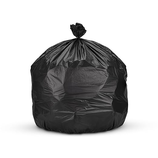 Inteplast 33 Gal Capacity Coreless Roll Trash Can Liner, 33 x 40 Inches, 11-Micron Thickness, Black Color, 25 Bags per Roll, 20 Rolls (500 Count) | S334011K