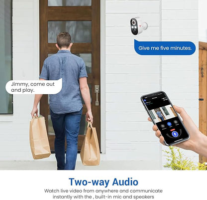 1080P Wireless Security Camera Outdoor, Battery Powered, AI Human Detection, Color Night Vision, 2-Way Audio, IP65 Waterproof, 2.4G Wi-Fi, Cloud Storage