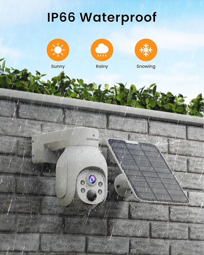 Security Cameras Wireless Outdoor, No Subscription, Solar-Powered, Home Security Cameras System with 360° Pan & Tilt, Auto Tracking, 2K Color Night Vision, 500G HDD Local Recording, 2.4G & 5G WiFi