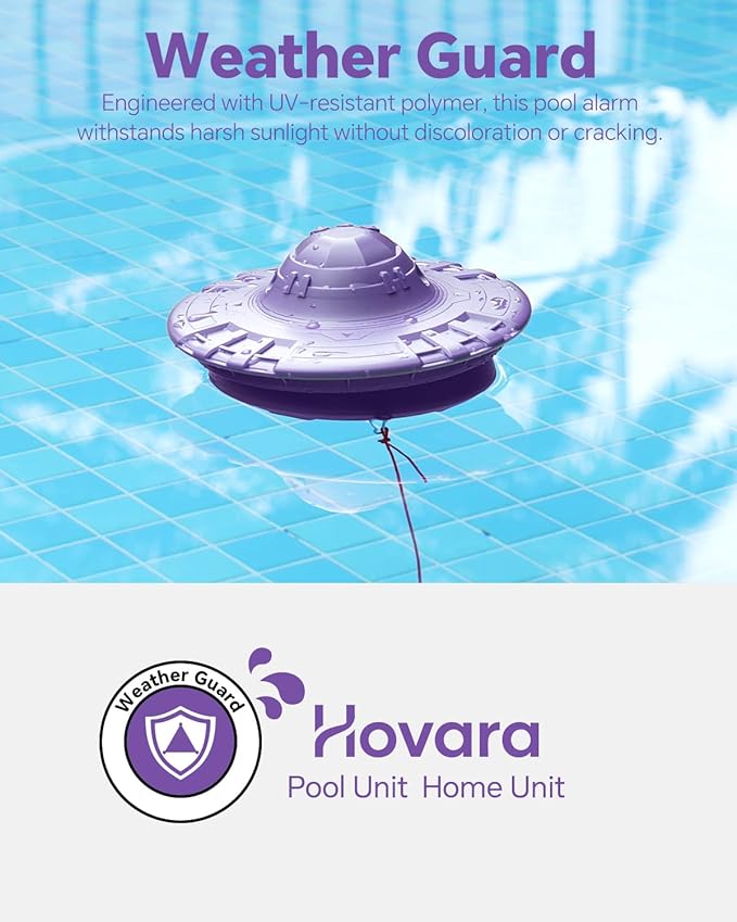 Pool Alarm, Floating Pool Safety Alarms for Inground & Above Ground Pools – Loud 110dB Alert, Adjustable Sensitivity, Protection for Kids & Pets (Purple)