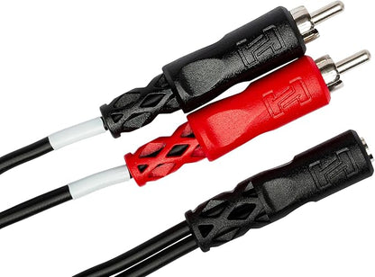 Hosa YMR-197 Stereo Breakout, 3.5 mm TRSF to Dual RCA | 1/8" to RCA cable with 6-inch length for smartphones, MP3 players and home theater systems