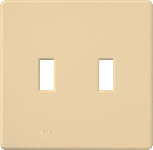Lutron Fassada 2 Gang Wallplate for Toggle-Style Dimmer and Switches, FW-2-IV, Ivory (1-Pack)