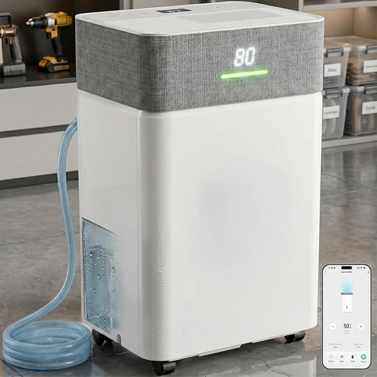 Uthfy 5000Sq.Ft Dehumidifier for Basement with Drain Hose,Smart Compressor Dehumidifiers for Home, Bedroom,with Reusable Filter,Dual-Screen,Child Lock,Intelligent Humidistat,24H Timer,WiFi App Control
