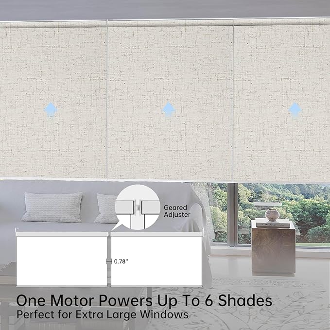 Motorized Coupled Shades, Blackout Smart Blinds for Large Windows Automatic Blinds Compatible with Alexa, Motorized Roller Shades Customized for Bedroom Home Office(Blackout-Linen Beige)