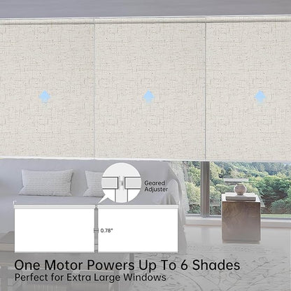 Motorized Coupled Shades, Blackout Smart Blinds for Large Windows Automatic Blinds Compatible with Alexa, Motorized Roller Shades Customized for Bedroom Home Office(Blackout-Linen Beige)