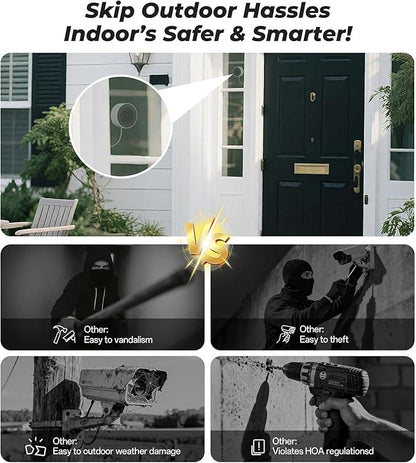 4MP/2K Window Security Camera 4Packs, No Drill 5G&2.4G WiFi Indoor Cameras for Home Security Monitoring Outdoor through Glass, Color Night Vision, 24/7 AI Human Detection, Apt. Easy Mag. Stick Install