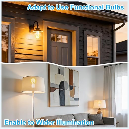 Remote Control E26 E27 Light Bulb Socket Adapter 2 Set,GreenCyle 2PCS Wireless Light Switch and 2Standard Medium Base Lamp Socket Extender 2.3"(5.8cm),Screw-in,Max 500W,No Wiring Needed,500ft Range