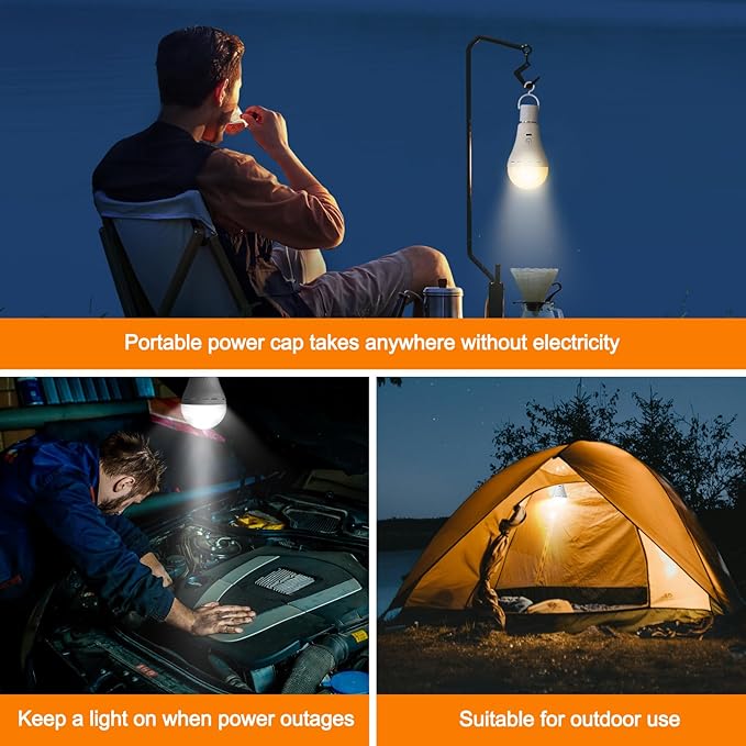 4Packs Magic Rechargeable Light Bulbs with Remote Control, E26 Cordless Battery Operated Light Bulb for Lamps, Wireless No Electricity Smart Battery Powered LED Bulb, 2200mAh/Dimmable/Timer