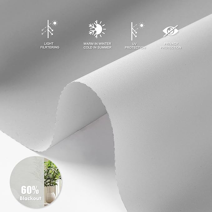 Motorized Blinds with Remote [Light Filtering] Smart Blinds Compatible with Alexa Google HomeKit, 60% Blackout Automatic Roller Shades for Indoor Windows, Customized Size, Pure Light Gray