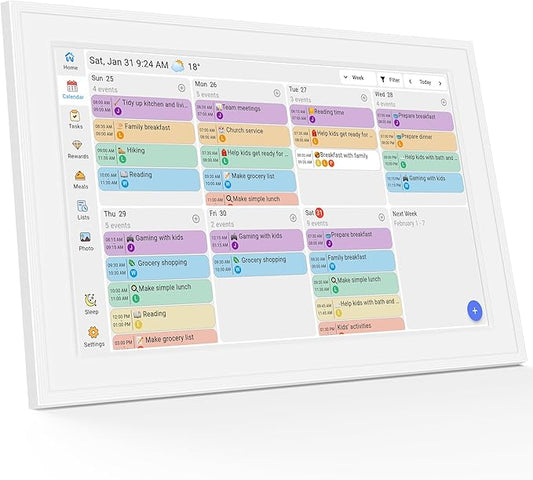Digital Calendar, 10.1-inch Smart Wall Planner Electronic Calendar & Chore Chart, Smart Touchscreen Interactive Display for Family Schedules, Organize Your Daily & Family Routines, Desk & Wall Mount