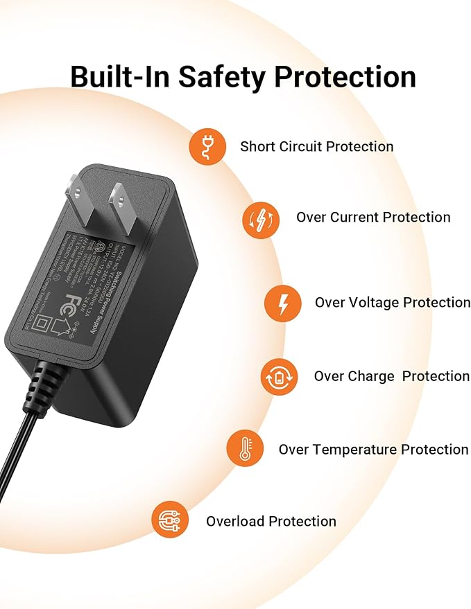 Anlapus DC 12V 2A Power Adapter, 5.5mm x 2.1mm Plug, 3.28ft Long Cords, 100V-240V Power Supply for Home CCTV Security Cameras, DVR, NVR Surveillance Systems