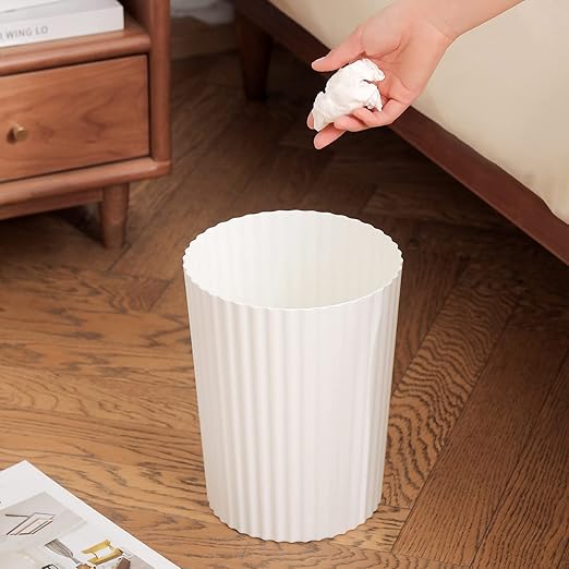 JiatuA Small Trash Can Plastic Wastebasket Round Garbage Container Bin for Bathroom, Kitchen, Bedroom, Home Office, College Dorm, White 4 Pack