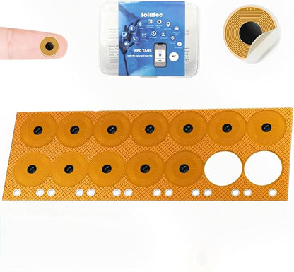 28 Pcs NTAG215 FPC Flexible NFC Tags, 10mm Round Heat Resistant Waterproof Programmable Stickers, Adhesive Mini RFID Labels for Nail Decor, Smartphones, Wearables & Home Automation