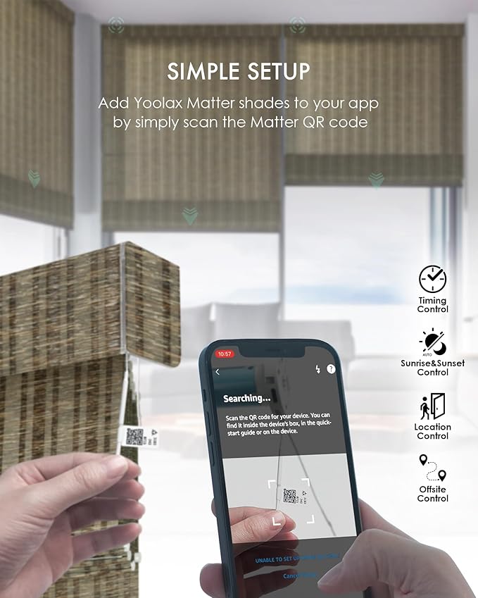 Yoolax Motorized Matter Roman Shades Light Filtering Smart Blinds for Windows Compatible with Alexa, Google Home, Homekit, Automatic Roman Shades with Remote Customized (Strip Brown)