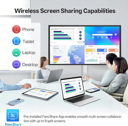 Smart Board,49 Inch JAV Interactive Whiteboard, 8+128GB Interactive Whiteboard Google EDLA Certified Rotating Touch Screen, for Advertising Display and Classroom (Wall Mount Included)