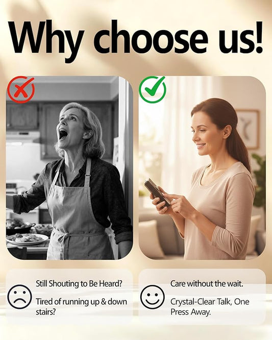 Intercoms Wireless for Home, Long Range Wireless Intercom System for Room to Room Communication, 2 Way Voice Intercom for Elderly, Seniors, and Kids