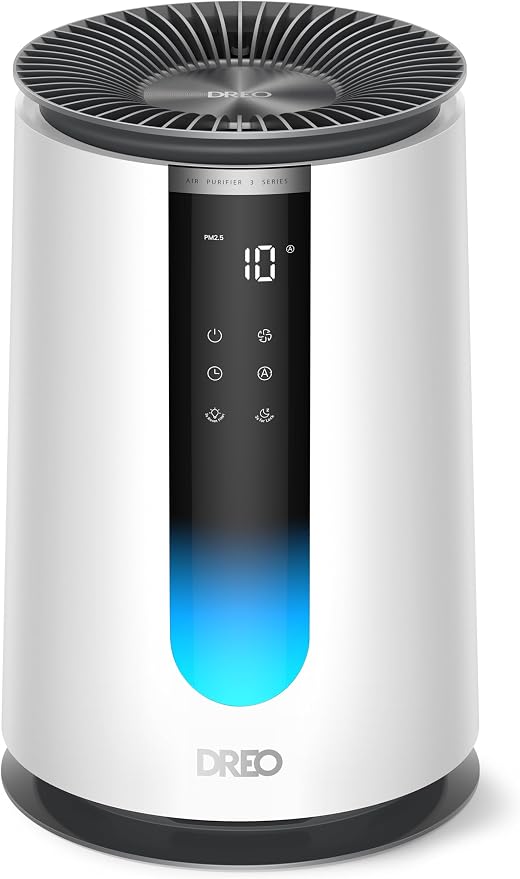 DREO Air Purifier 338 for Home, AHAM Verified HEPA Air Cleaner for Bedrooms Up to 1176 Sq Ft, Smart Cleaner for Pets, Smoke & Odors, PM2.5 Monitor, Aromatherapy, DR-HAP008, Snow White