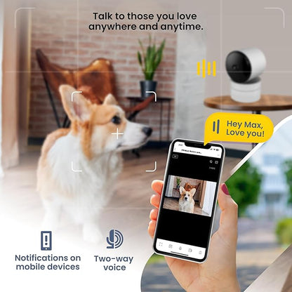 VTA+ 2K Indoor WiFi Security Camera - Motion Detection, Night Vision, Privacy Mode, Alexa/Google Compatible, Two-Way Audio, Dual-Band, 355° Rotation