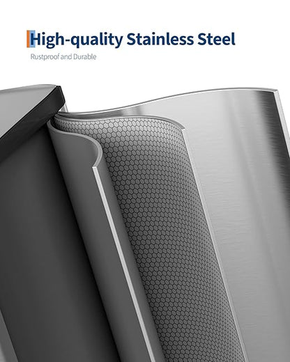 Garvee Trash Can, 2 x 10.6 gal (2 x 40 L) Garbage Can for Kitchen Dual Compartment Recycling Kitchen Step Trash Bin, Stainless Steel Trash and Recycle Bin Combo with Soft-Close Lid,Silver