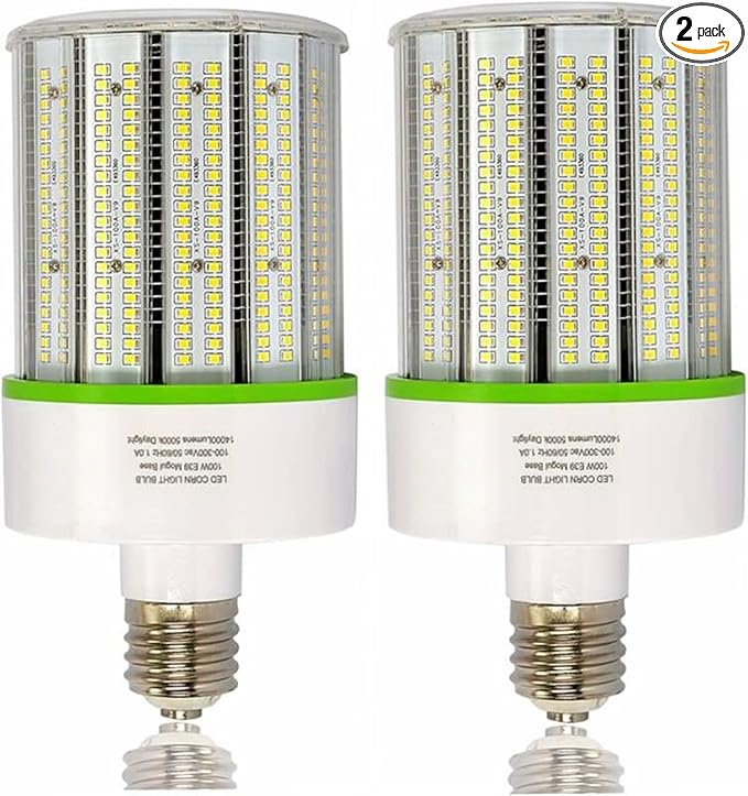 TJBB 2-Pack 100W Led Corn Cob Light Bulb, E39 Large Mogul Base led Bulb (250-400W MH/HPS Replace) Indoor Outdoor Lighting for Garage Warehouse High Bay Parking Lot Wall Pack