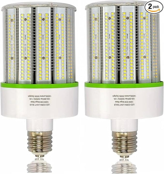 TJBB 2-Pack 100W Led Corn Cob Light Bulb, E39 Large Mogul Base led Bulb (250-400W MH/HPS Replace) Indoor Outdoor Lighting for Garage Warehouse High Bay Parking Lot Wall Pack