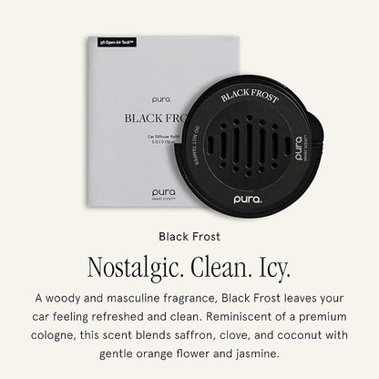 Pura Car Scent Refill - Fragrance for Pura Car Diffuser - Clean & Safe Luxury Diffuser Scent - Long-Lasting Fragrance for 30 Days of Aroma - Spring & Summer Household Essential - Black Frost