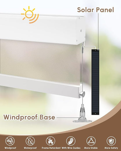 Kincmo Motorized Outdoor Shades for Patio Porch, Custom Outdoor Motorized Blinds with Remote, Waterproof & Windproof Patio Shades Work with Apple Homekit,Alexa,Google (5% Openness Beige)