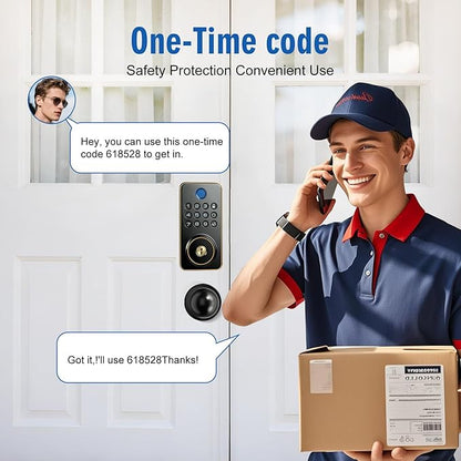 Fingerprint Door Lock with Handle Set,Electronic Keypad Deadbolt with 2 Knobs,APP,Auto Lock,100 User Codes,One Time Code,Voice Prompts,Anti-Peeking Password,Home, Apartment,Satin Nickel