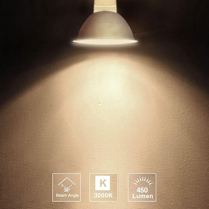 GEPLAD 6 Pack MR16 GU5.3 LED Bulbs, 5W 450 Lumens 3000K Soft White, 50W Halogen Equivalent, 38° Beam Angle, 12V-24V AC/DC, for Indoor/Outdoor Track & Recessed Lighting, Non-Dimmable