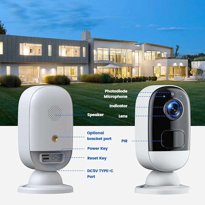 Security Cameras Wireless Outdoor, 3MP Security Camera with Magnetic Base, IP65 Waterproof, 2-Way Talk, AI Motion Detection Spotlight Siren Alarm Cameras for Home Security