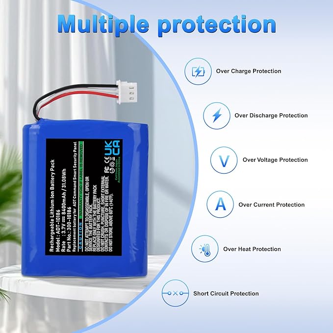 8400mAh 300-10186 Replacement Battery Compatible with ADT Command Smart Security Panel ADT5AIO-1 ADT5AIO-2 ADT5AIO-3 ADT7AIO-1