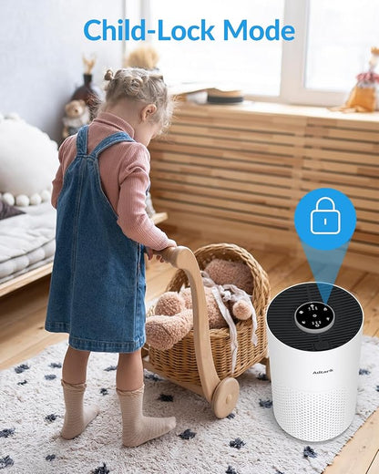 Air Purifiers for Home Bedroom, ADTARK Air Cleaner with 3-in-1 Filter, Sleep Mode & Aroma Function, 3 Light Modes, Room Air Purifier with 3 Timer for Office, Dorm, Hotel (White)