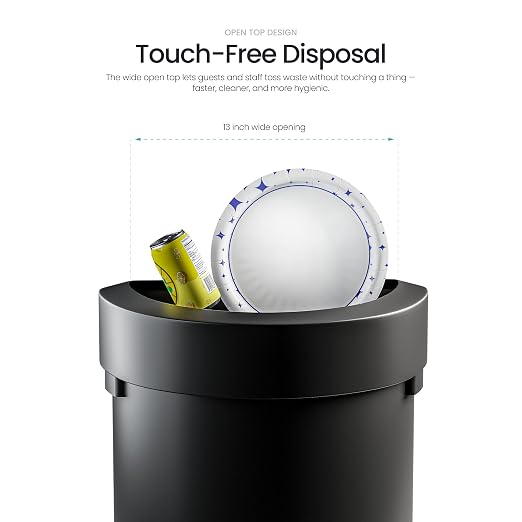 Home Zone Living 18 Gallon Commercial Trash Can with Semi-Round Flat Back