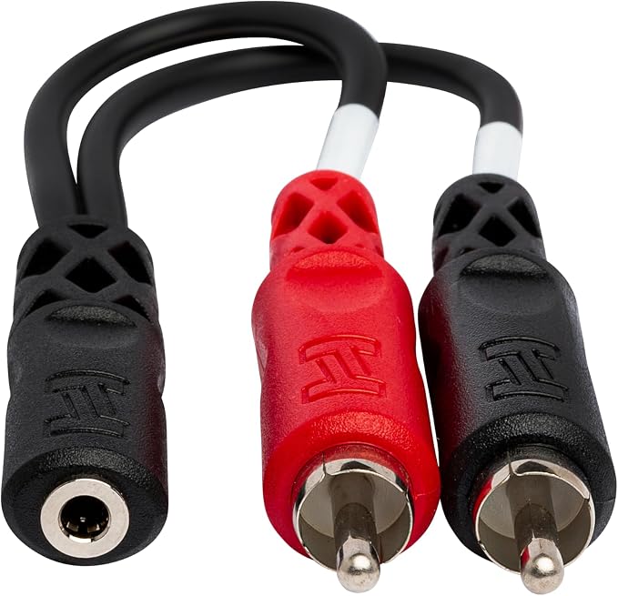 Hosa YMR-197 Stereo Breakout, 3.5 mm TRSF to Dual RCA | 1/8" to RCA cable with 6-inch length for smartphones, MP3 players and home theater systems