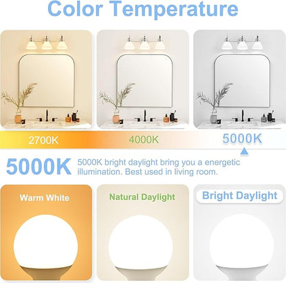 Cotanic Vanity Light Bulb 5000K Daylight,G25 LED Globe Light Bulbs for Bathroom Vanity Mirror, E26 Medium Base,5W 60W Incandescent Equivalent,500LM,Non-dimmable,4 Pack