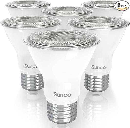 Sunco 6 Pack PAR20 LED Bulbs, Flood Light Bulb Outdoor, 500 LM, 7W (50W Equivalent), 3000K Warm White, E26 Medium Base, Dimmable, Track Lighting for Indoor/Outdoor Use, Wet Rated UL.