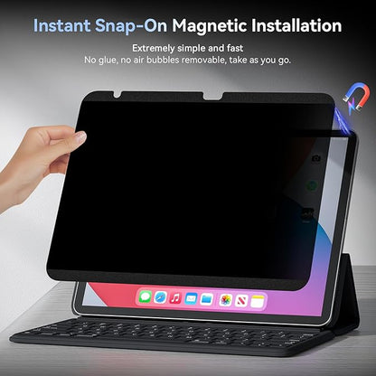 360° Magnetic Privacy Screen for iPad 10th Gen 2022 10.9 Inch & iPad 11th Gen A16 2025 11in, 4 Way Privacy Removable Anti Glare Blue Light Filter Shield Film Anti Spy Protector