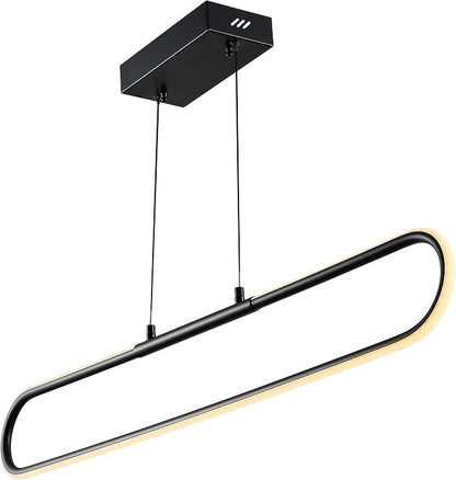JONATHAN Y Ned 39" Integrated LED Linear Pendant Dimmable Metal, Black | Modern Adjustable Height Chandelier, Kitchen Island Light, 3000K, 1690 Lumens, ETL Listed, Cord, Minimalist Decor