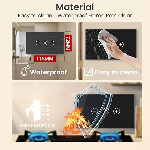 Smart Dimmer Switch 4.65 X 2.83 X 1.34 Inches,Neutral Wire Required,2.4GHz WiFi Dimmer Light Switch,Tempered Glass Panel,Work with Tuya/Smart Life,Black WiFi Dimmer