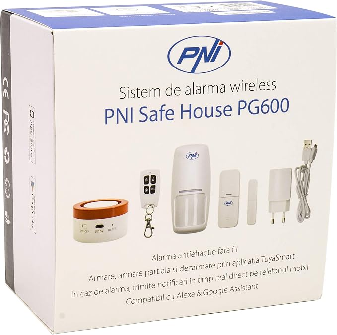 PNI Safe House PG600, Home Security System, Connection, Burglar, Wireless Alarm, Smart Alert Through TUYA iOS/Android Application, Compatible with Alexa and Google Assistant