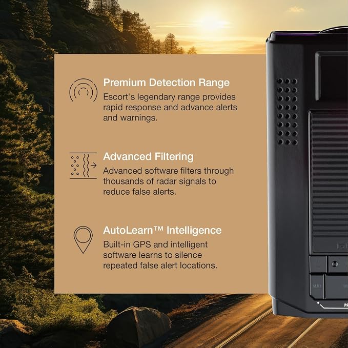 Escort MAX 3 Laser Radar Detector, Bluetooth Connectivity, Premium Range
