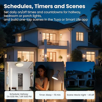 Smart Switch Neutral Wire Optional,APP Control,Black 1 Button | 4.65 X 2.83 X 1.34 Inches,Only 2.4GHz Wi-Fi,Voice Control,Work with Tuya/Smart Life/Alexa,Tempered Glass Panel