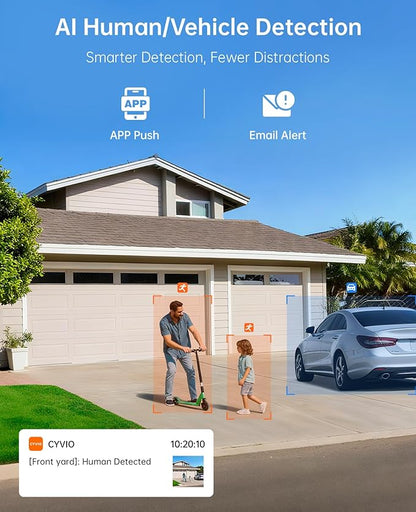 4K PoE Camera System, Color Night Vision, AI Detection, Spotlight, IP67 Waterproof, 8Pcs 8MP Outdoor Wired Home Security Cameras, 4K 8CH NVR with 2TB HDD