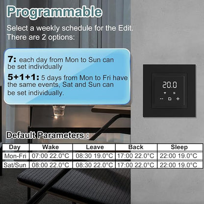 HEATIT WiFi Programmable Thermostat for Electric Floor Heating, Touchscreen