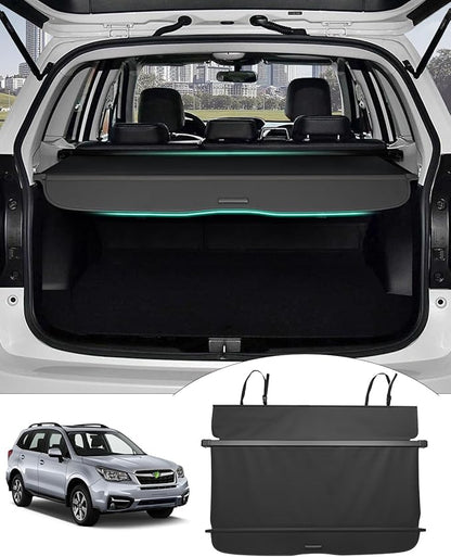 Powerty Retractable Cargo Cover for 2014-2018 Subaru Forester(Manual Tailgate)-Canvas Texture Trunk Cover Privacy Screen Rear Security Shade for Forester Accessories (Not for Electric Tailgate)