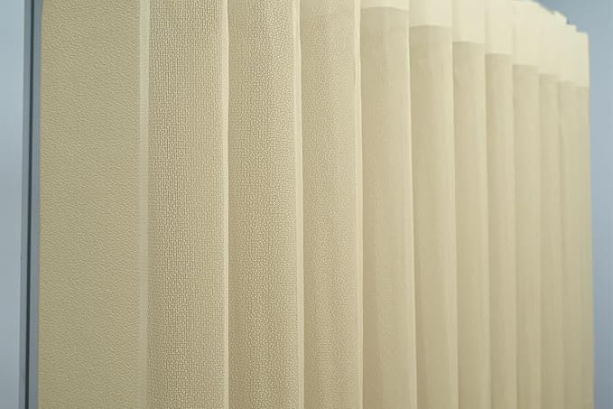 Motorized Sheer Vertical Blinds with Remote, Light Filtering Vertical Blind Sliding Door Blinds Remote Control Blinds for Sliding Glass Door Customize, Beige