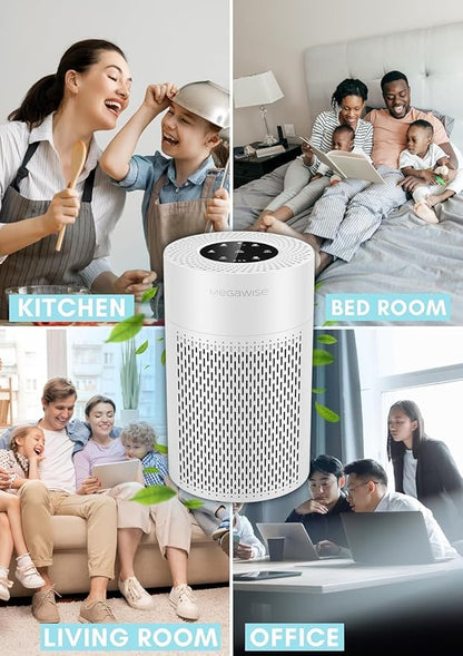MEGAWISE Air Purifier 2-Pack for Home & Office, Compact Quiet Air Cleaner with Multi-Layer Filter, Portable Design for Bedroom, Living Room, Desktop