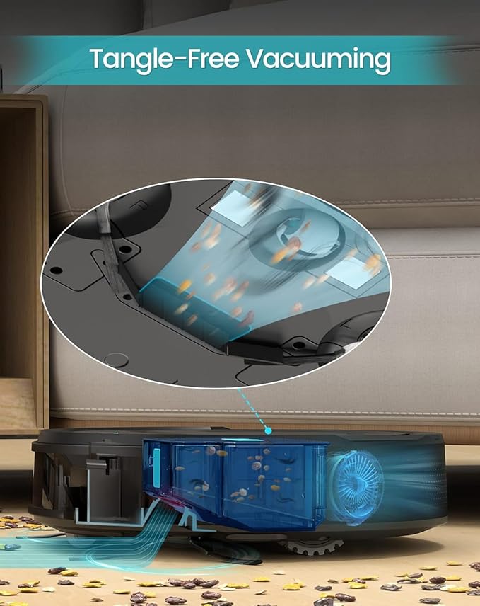 Lefant M210 Robot Vacuum Cleaner, 120-Min Runtime, Compact Design, Powerful Suction, Low Noise, Wi-Fi/App/Voice Control, Self-Charging, Scheduled Cleaning, Ideal for Pet Hair and Hard Floors, Black